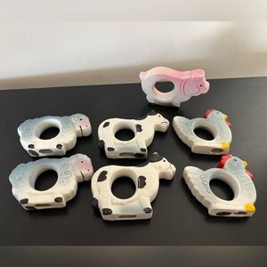 Adorable farm animal napkin rings - set of 7